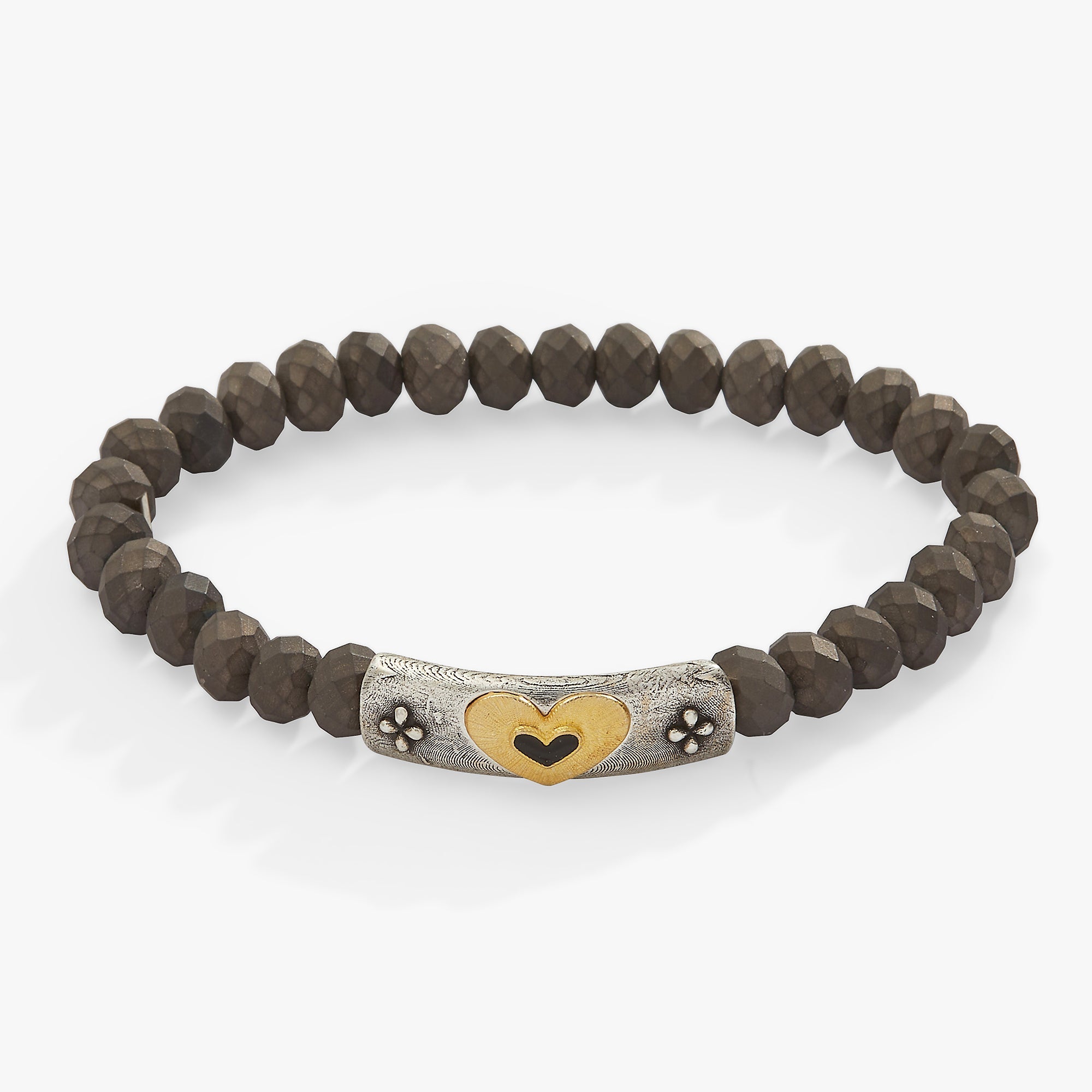 Antique Heart Stretch Bracelet Two Tone | Alex and Ani