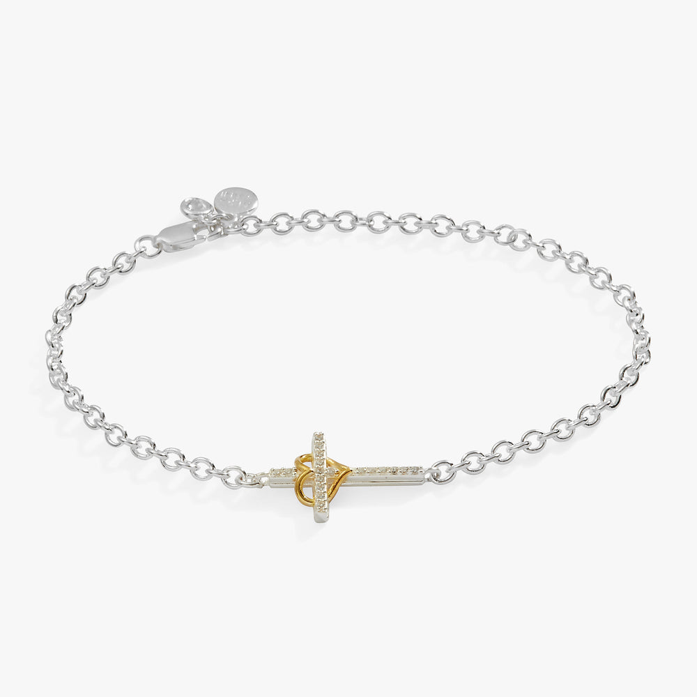 Sterling Silver Cross and Heart Bracelet – Meaningful Occasion Gift Two Tone - Sterling Silver | Alex and Ani