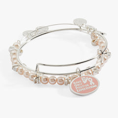 HOPE Breast Cancer Awareness Pink Ribbon Charm Bangles, Set of 2 Silver | Alex and Ani