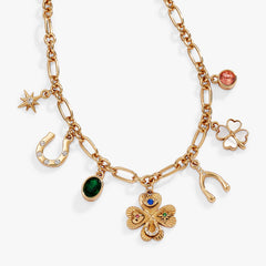 Lucky Four Lear Clover Charm Necklace Gold | Alex and Ani