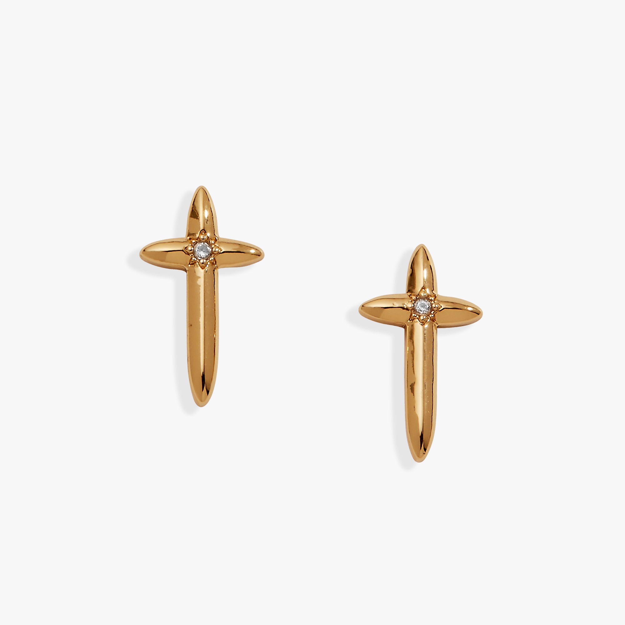4:13 Cross Stud Earrings Gold | Alex and Ani
