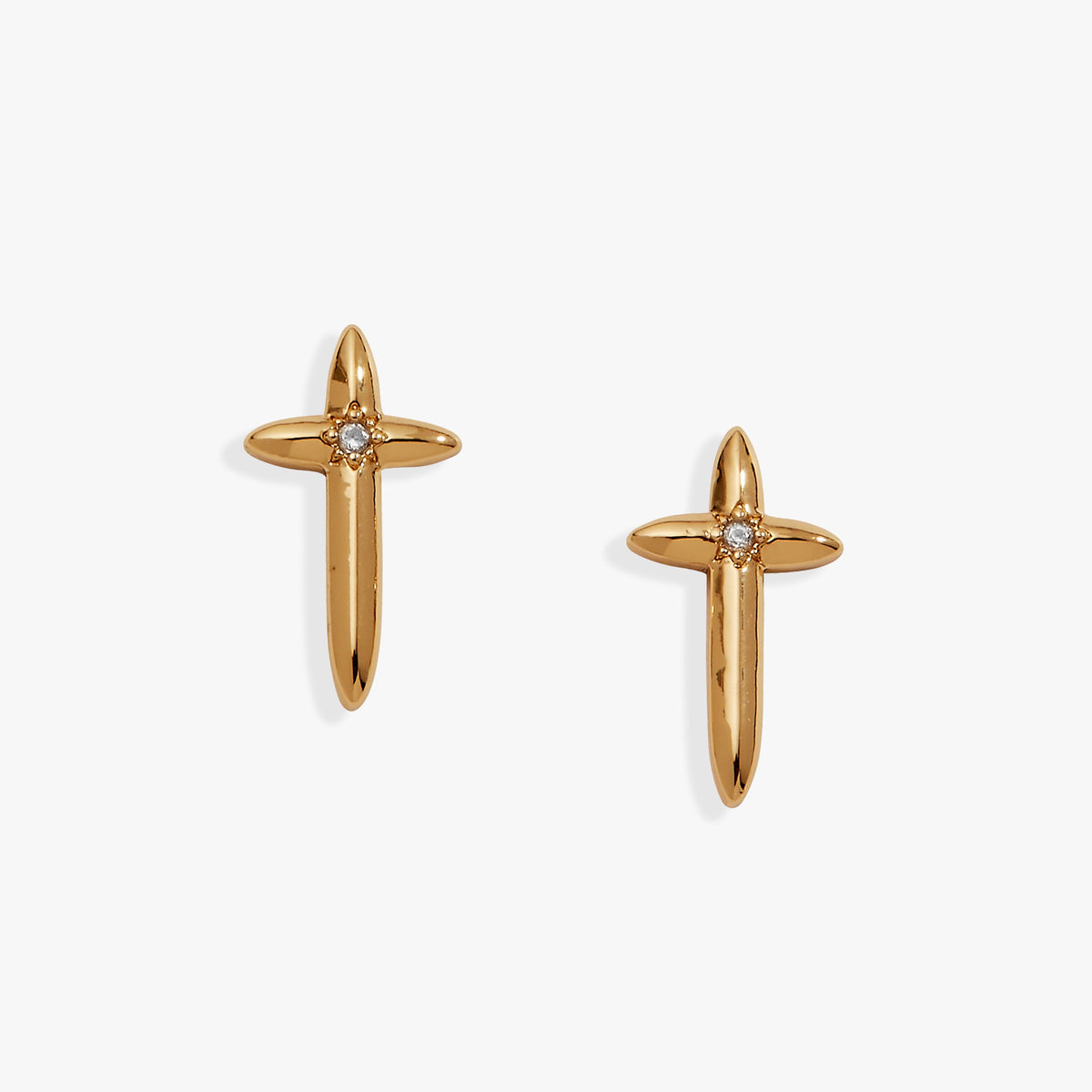 4:13 Cross Stud Earrings Gold | Alex and Ani