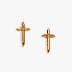 4:13 Cross Stud Earrings Gold | Alex and Ani