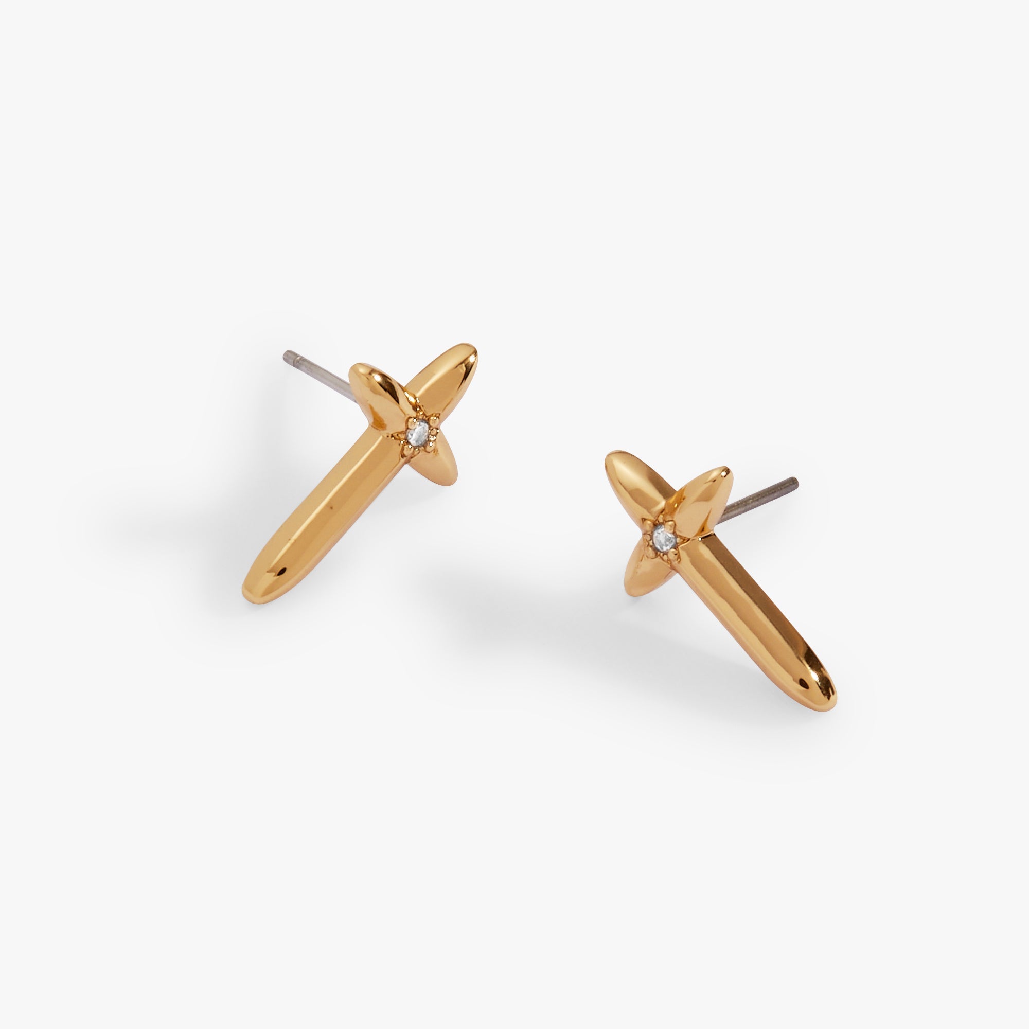 4:13 Cross Stud Earrings Gold | Alex and Ani