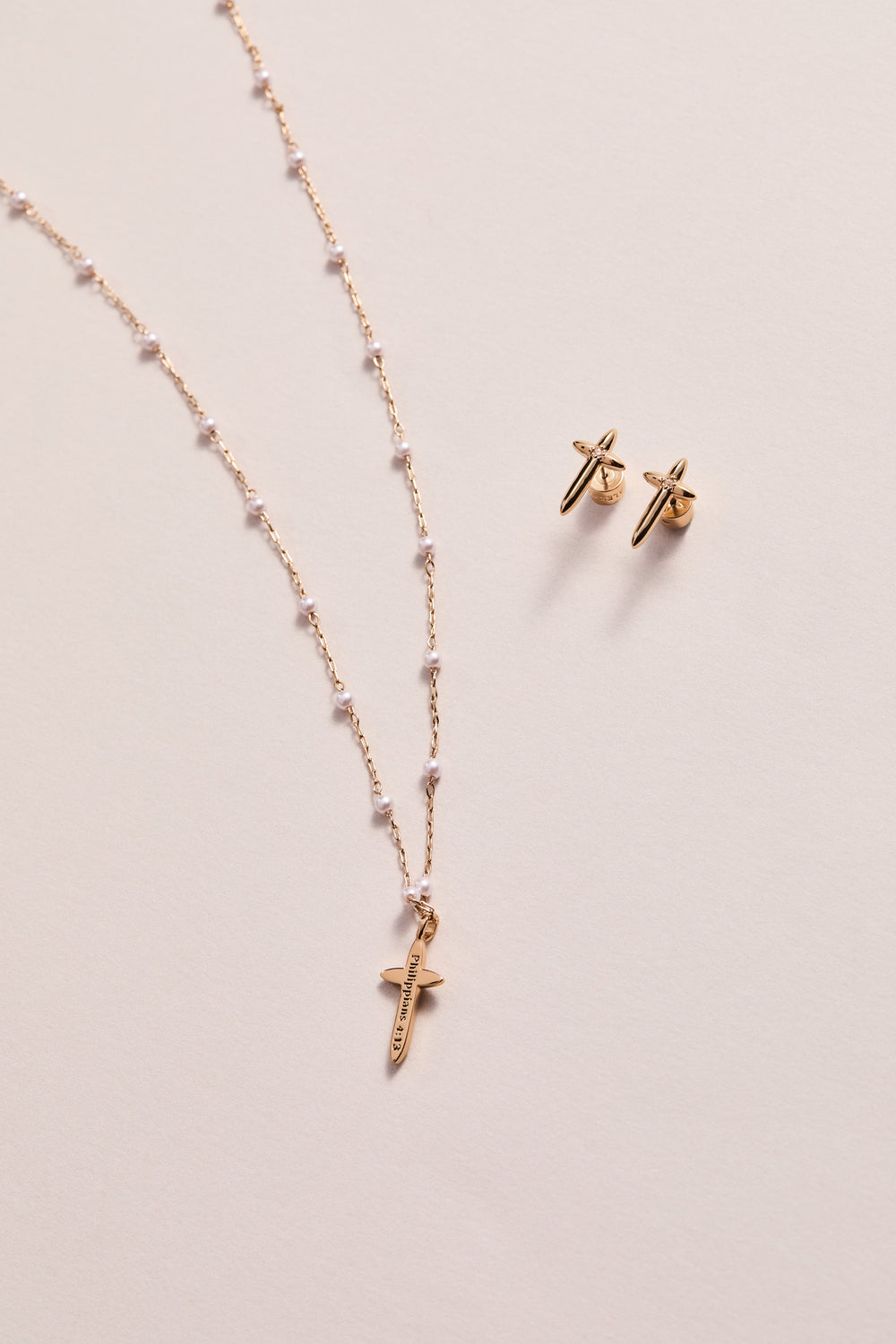 4:13 Cross Stud Earrings Gold | Alex and Ani