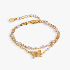 Festival Double Strand Butterfly Bracelet Gold | Alex and Ani