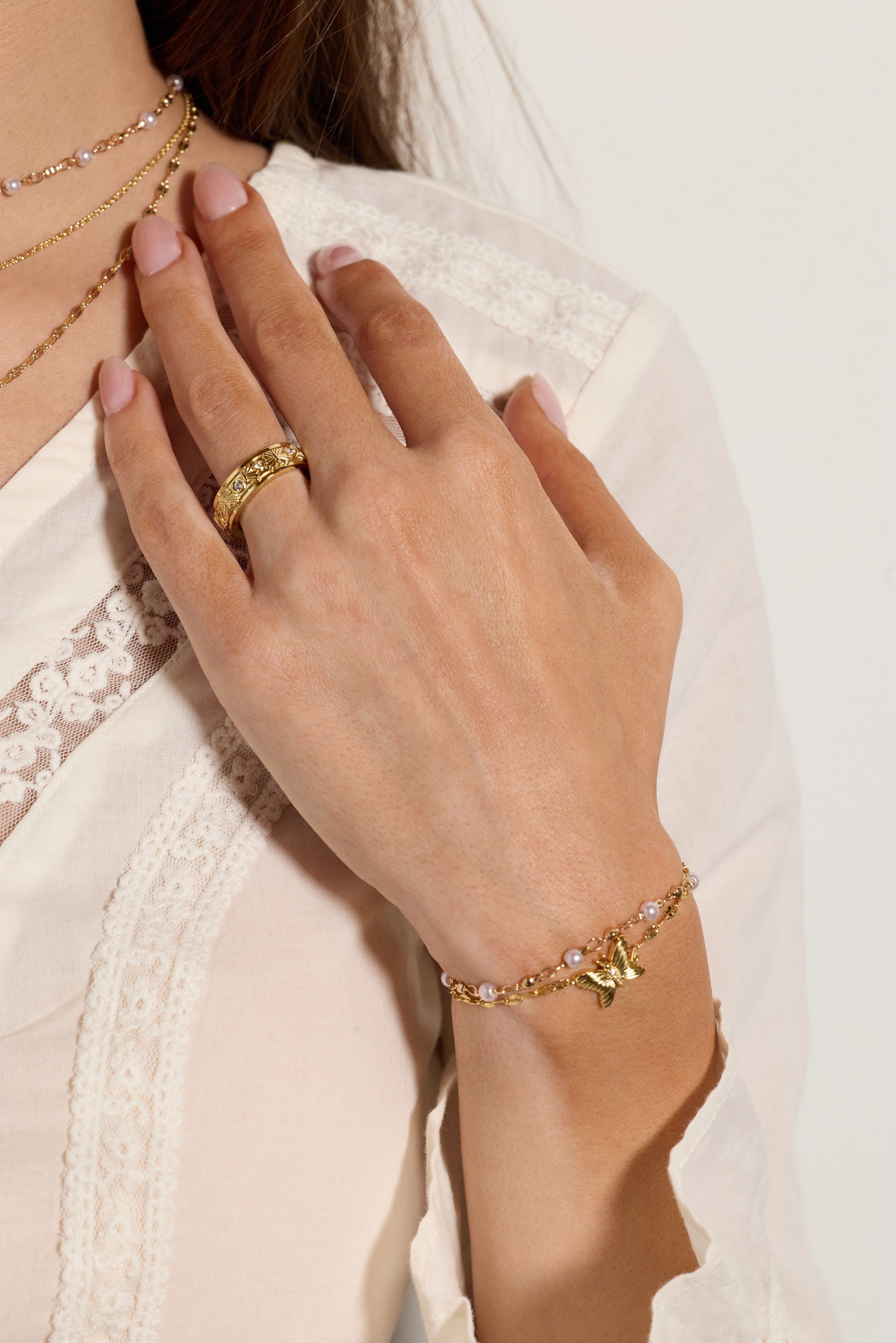 Festival Double Strand Butterfly Bracelet Gold | Alex and Ani