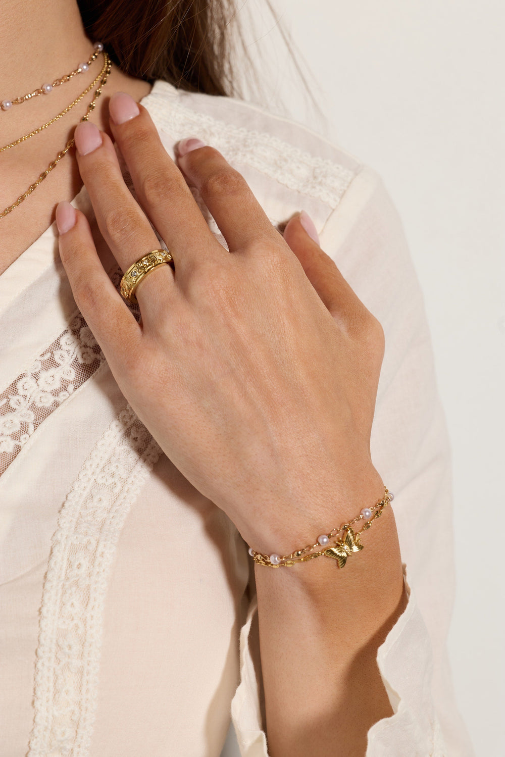 Festival Double Strand Butterfly Bracelet Gold | Alex and Ani