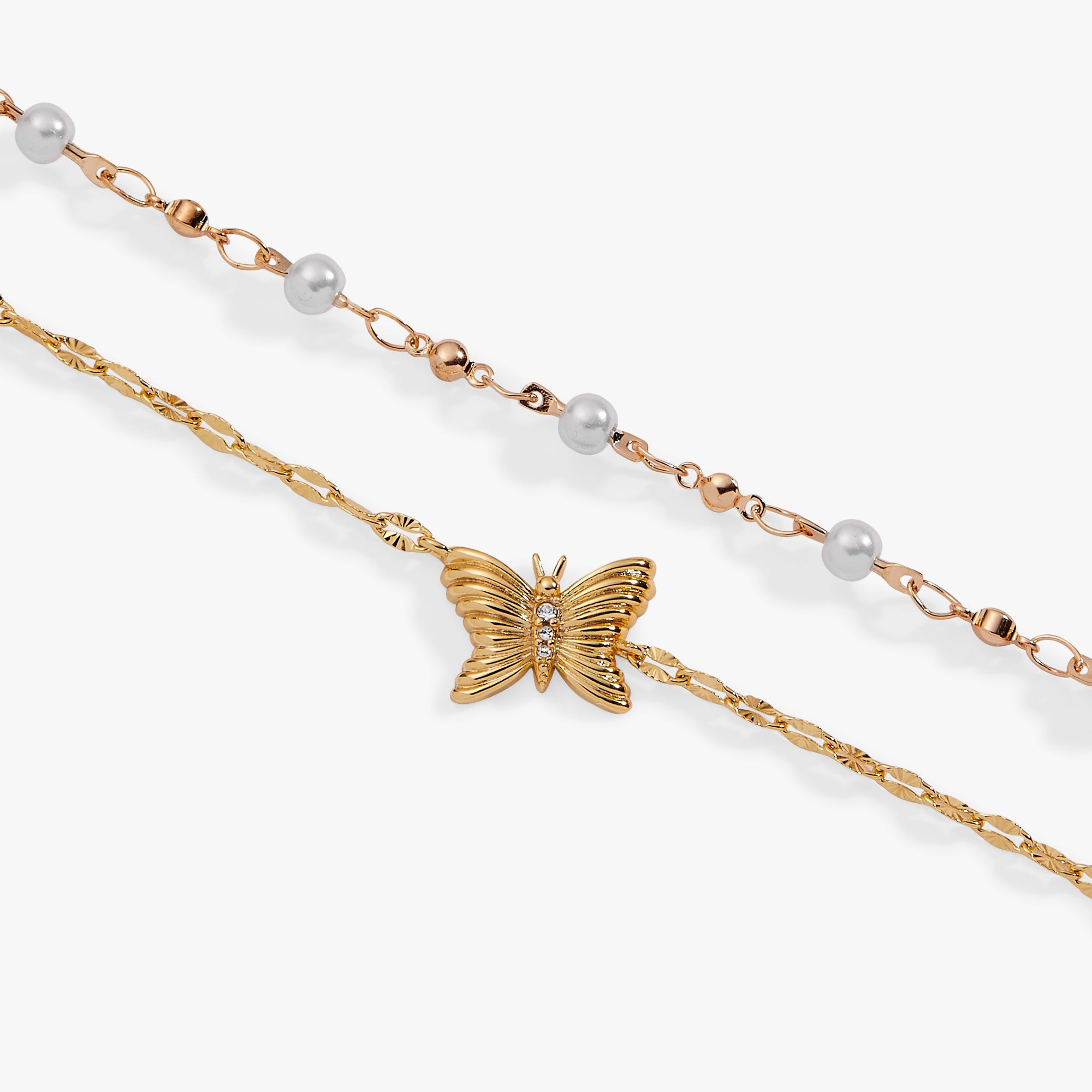 Festival Double Strand Butterfly Bracelet Gold | Alex and Ani