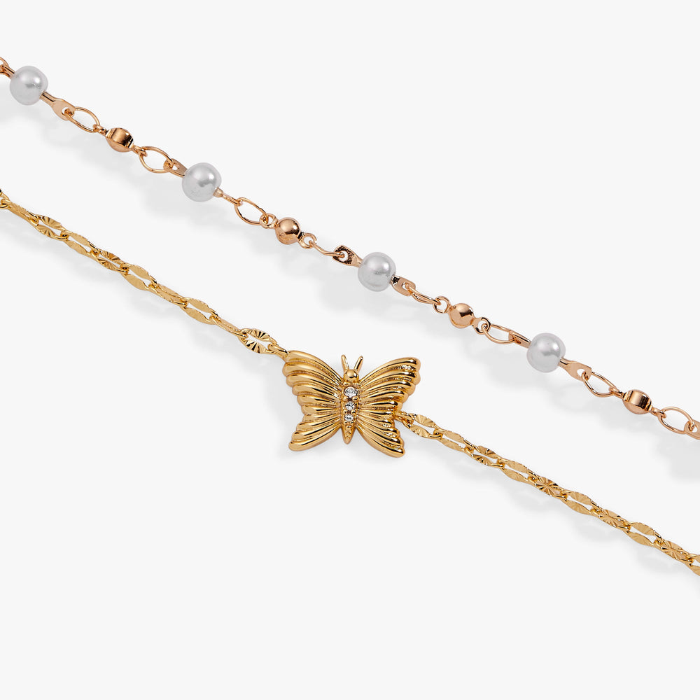 Festival Double Strand Butterfly Bracelet Gold | Alex and Ani