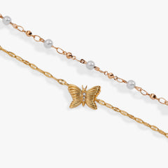 Festival Double Strand Butterfly Bracelet Gold | Alex and Ani