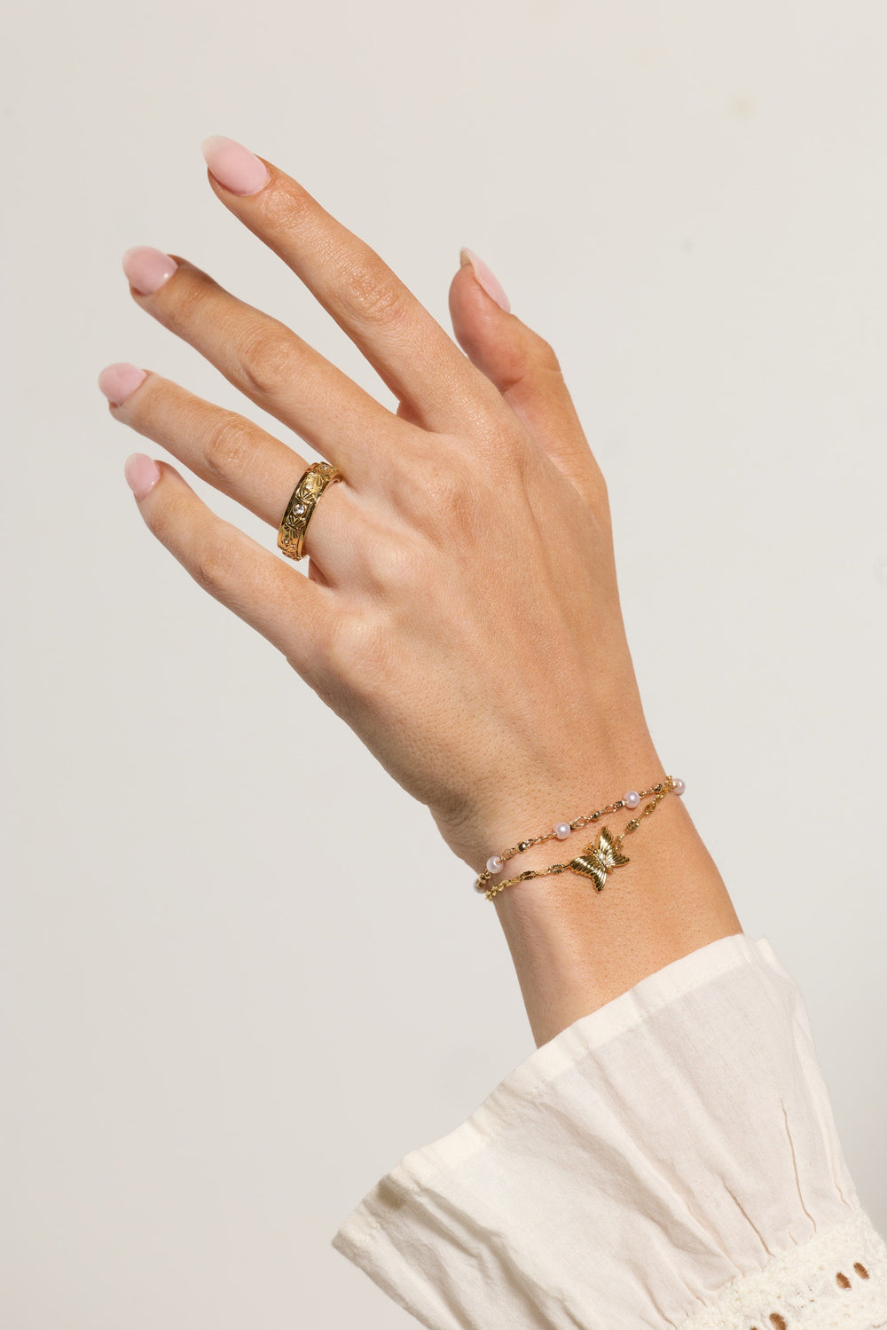 Festival Double Strand Butterfly Bracelet Gold | Alex and Ani