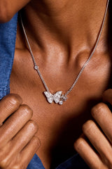 Glass Butterfly Inline Necklace Silver | Alex and Ani