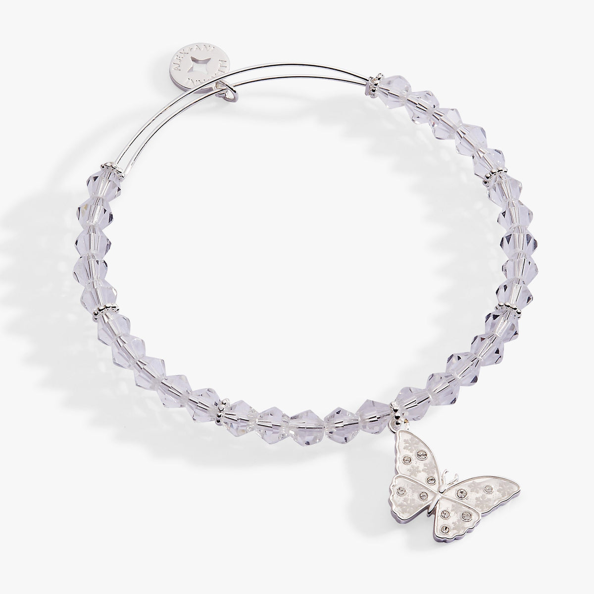Glass Butterfly Beaded Charm Bangle Silver | Alex and Ani