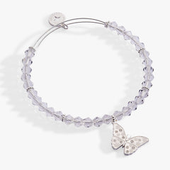 Glass Butterfly Beaded Charm Bangle Silver | Alex and Ani