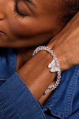 Glass Butterfly Beaded Charm Bangle Silver | Alex and Ani