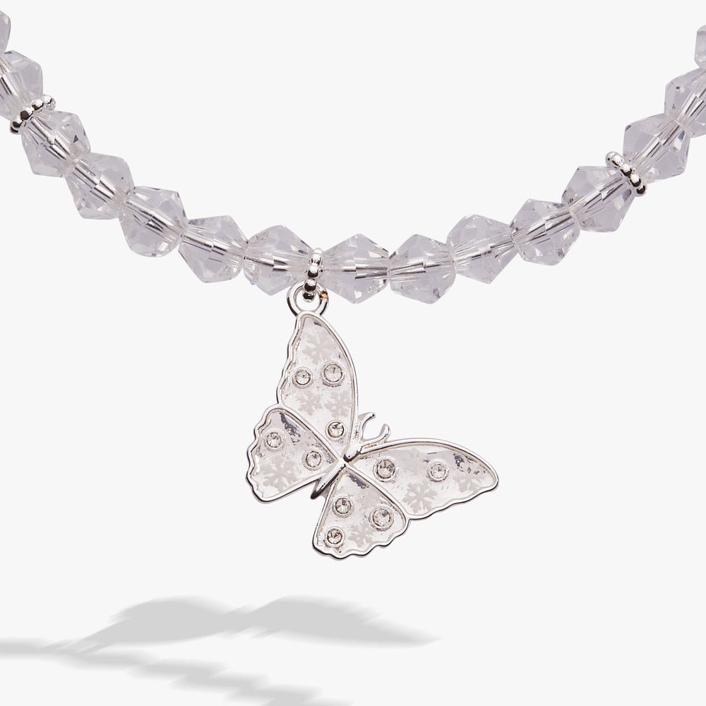 Glass Butterfly Beaded Charm Bangle Silver | Alex and Ani