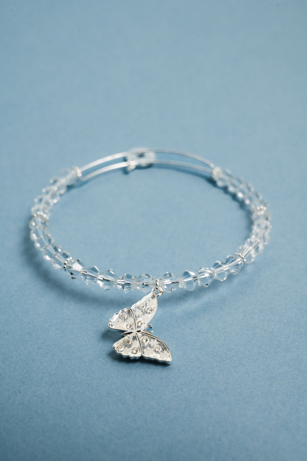 Glass Butterfly Beaded Charm Bangle Silver | Alex and Ani