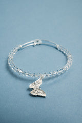 Glass Butterfly Beaded Charm Bangle Silver | Alex and Ani