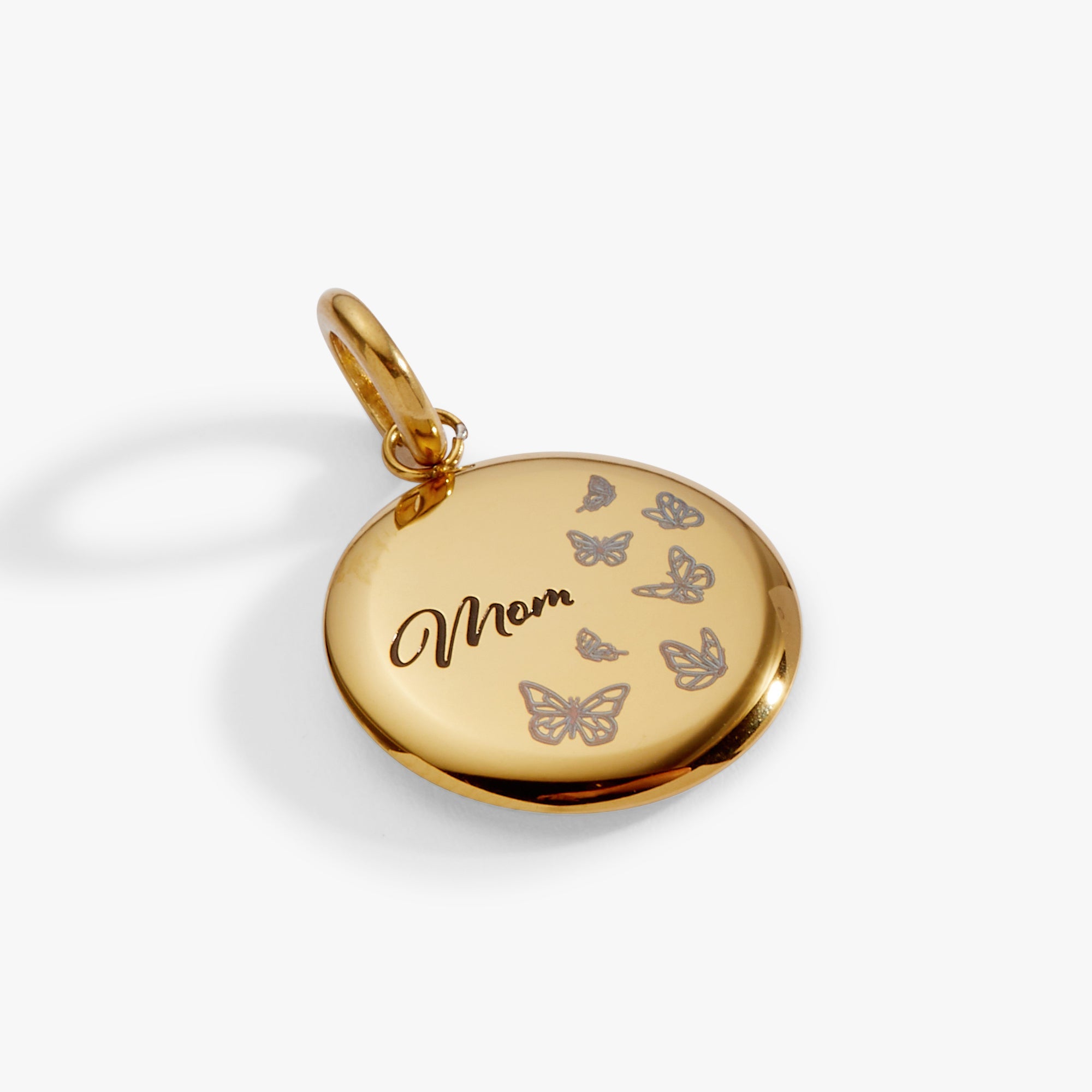 Mom Butterfly Disc Charm Stainless Steel Gold | Alex and Ani