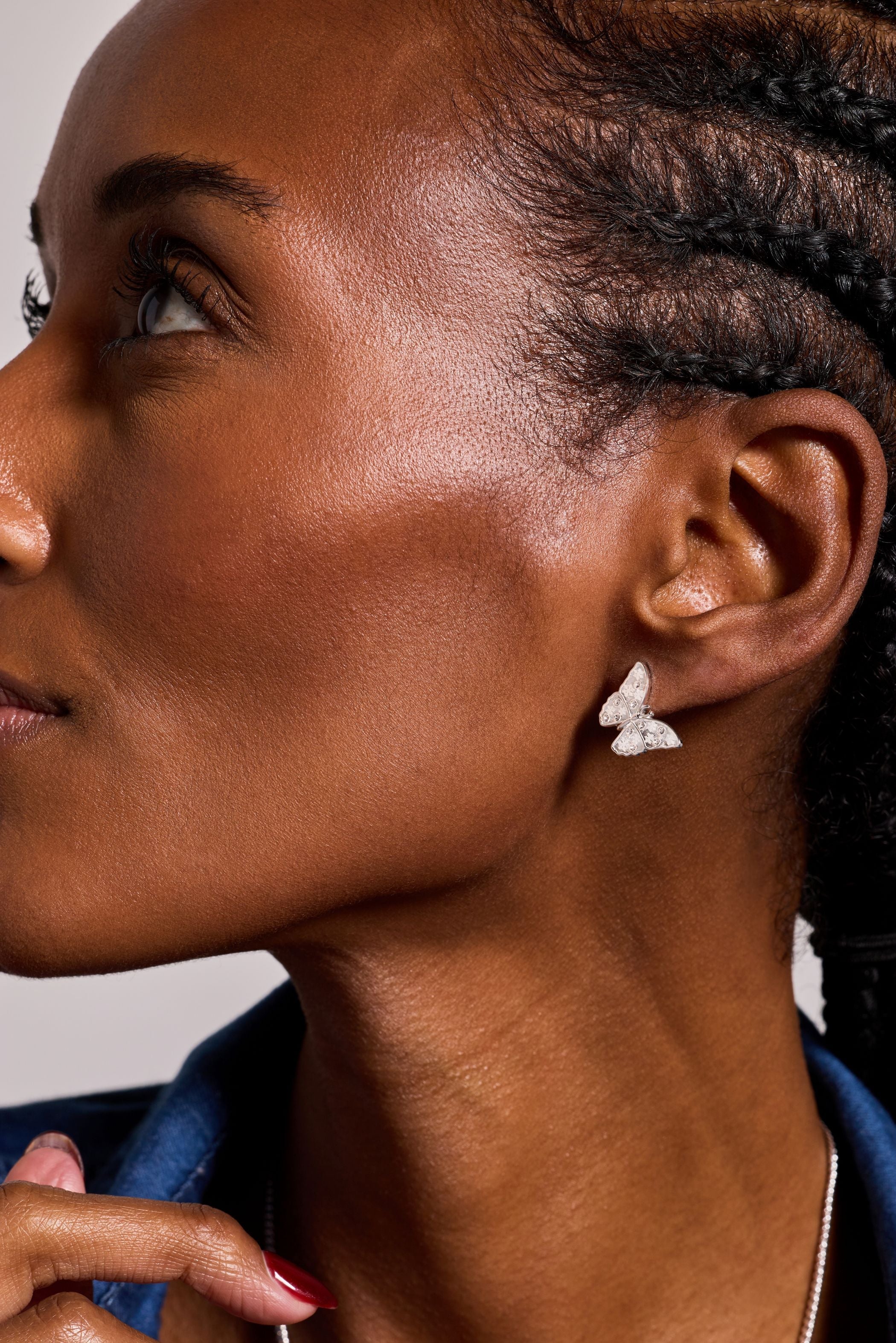 Glass Butterfly Statement Stud Silver | Alex and Ani