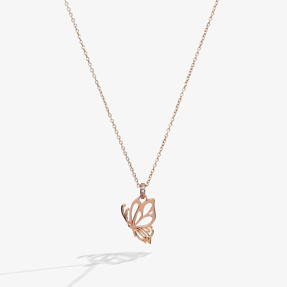 Goliath Openwork Butterfly Pendant Rose Silver | Alex and Ani
