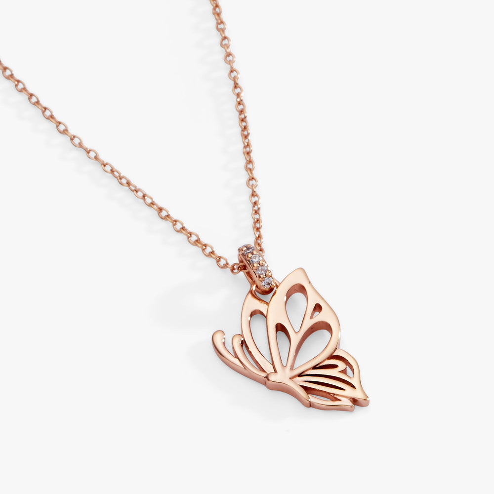 Goliath Openwork Butterfly Pendant Rose Silver | Alex and Ani