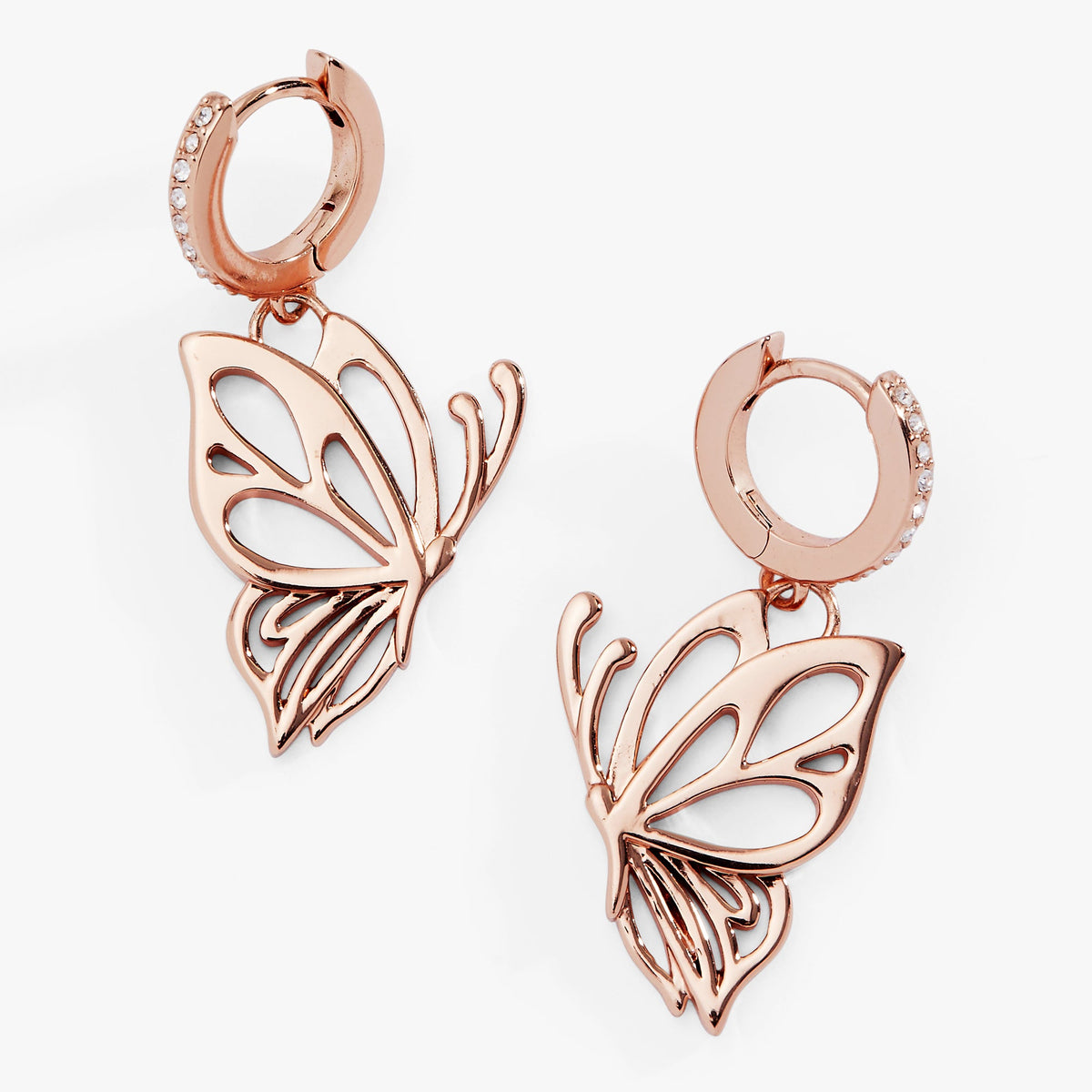 Goliath Openwork Butterfly Huggie Rose Silver | Alex and Ani
