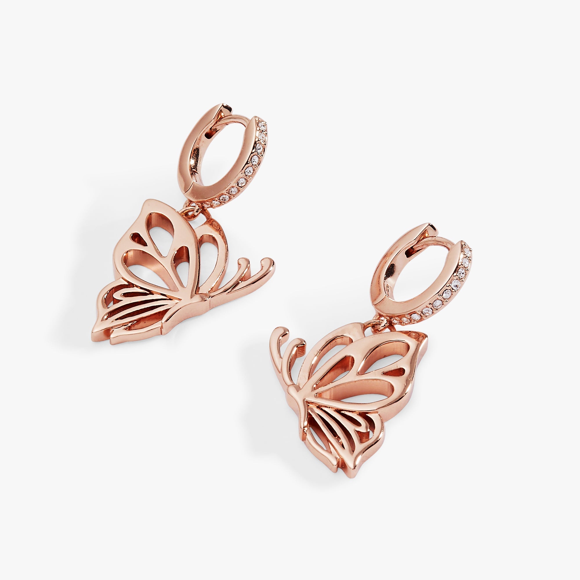 Goliath Openwork Butterfly Huggie Rose Silver | Alex and Ani