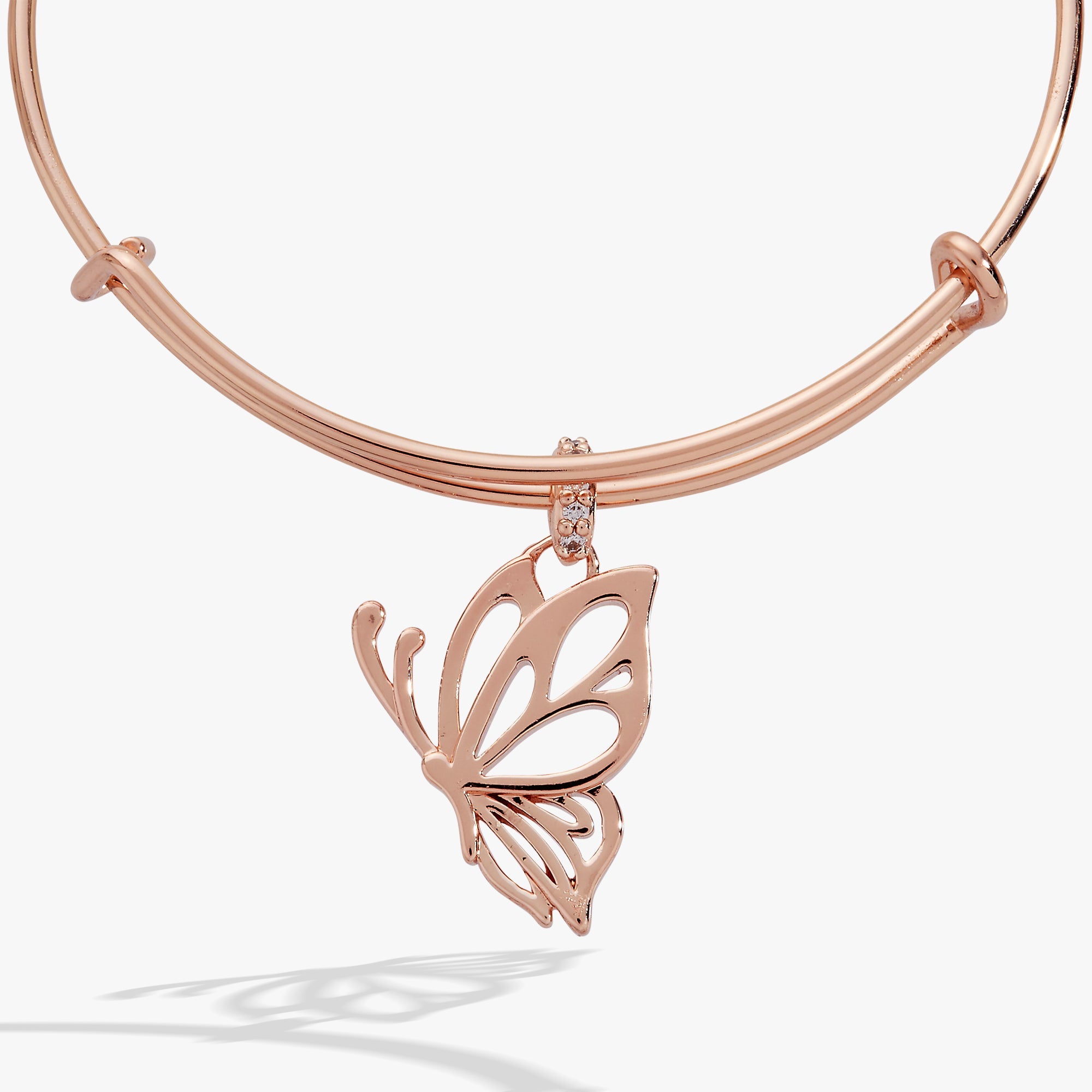 Goliath Openwork Butterfly Bangle Rose Silver | Alex and Ani
