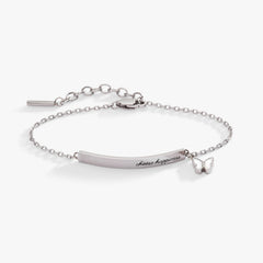 “Choose Happiness” Inline Bracelet Stainless Steel Silver | Alex and Ani