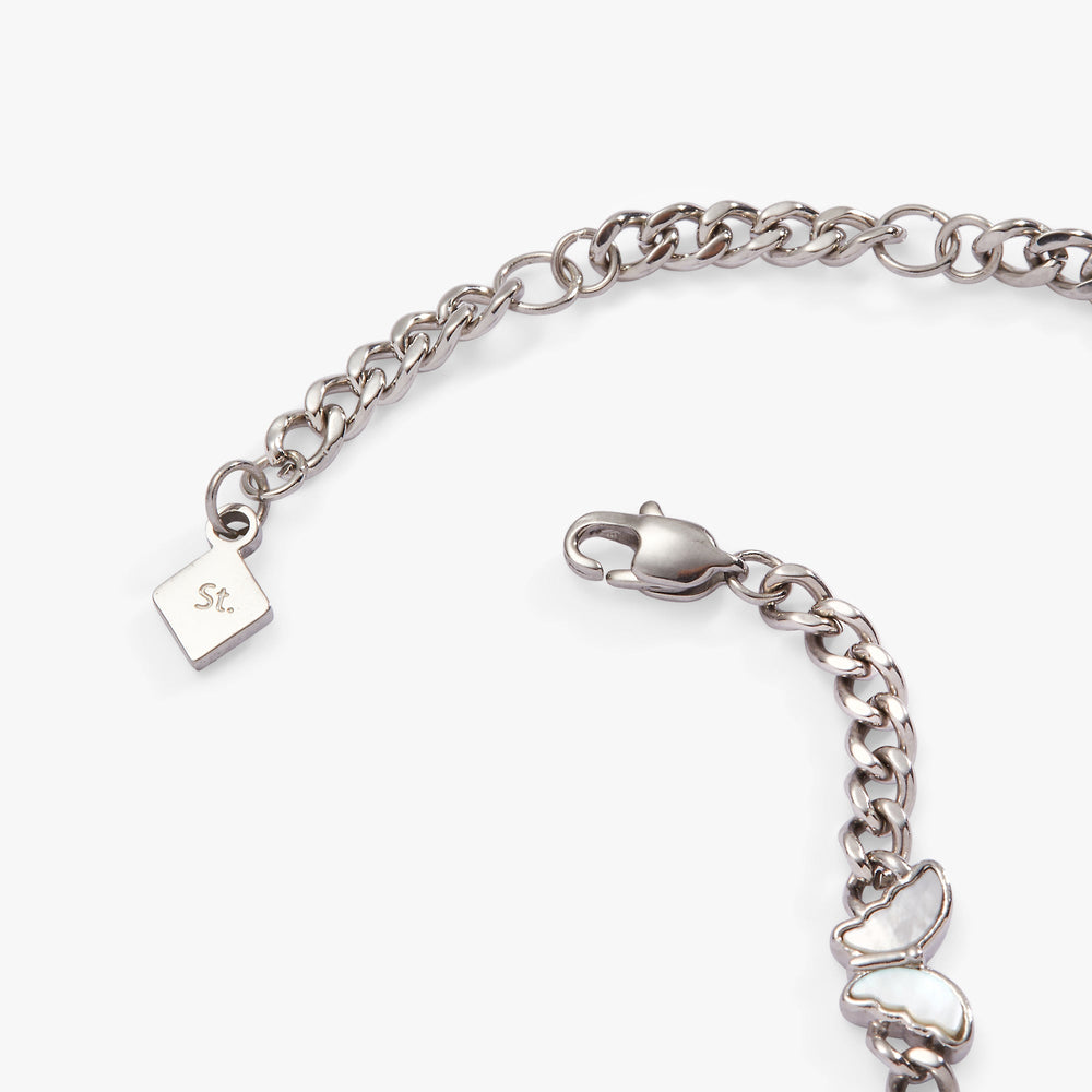 Butterfly Curb Chain Bracelet Stainless Steel Silver | Alex and Ani