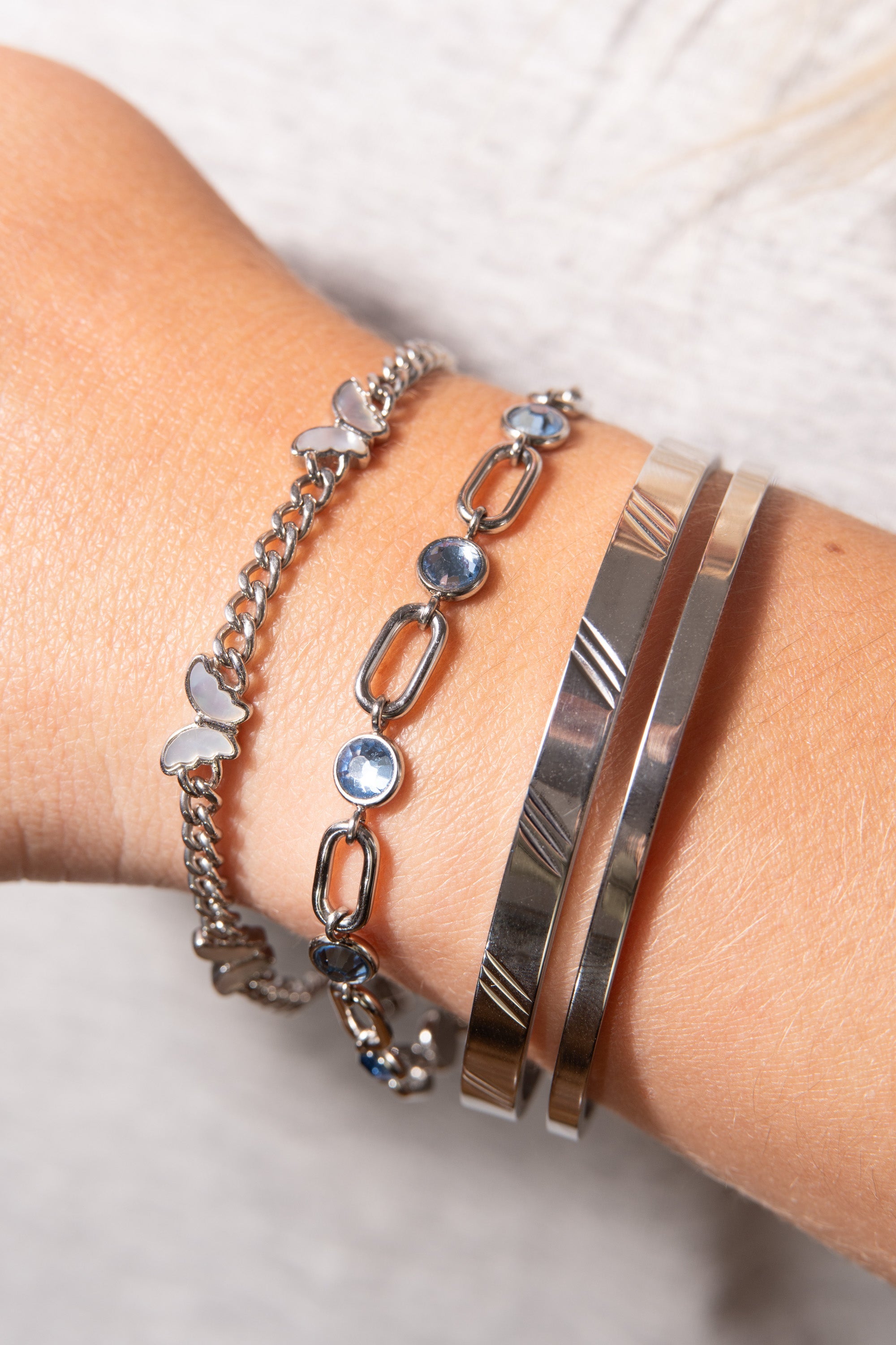 Butterfly Curb Chain Bracelet Stainless Steel Silver | Alex and Ani