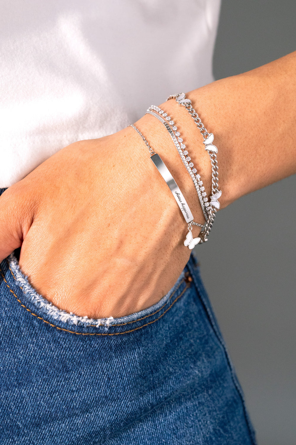 Butterfly Curb Chain Bracelet Stainless Steel Silver | Alex and Ani