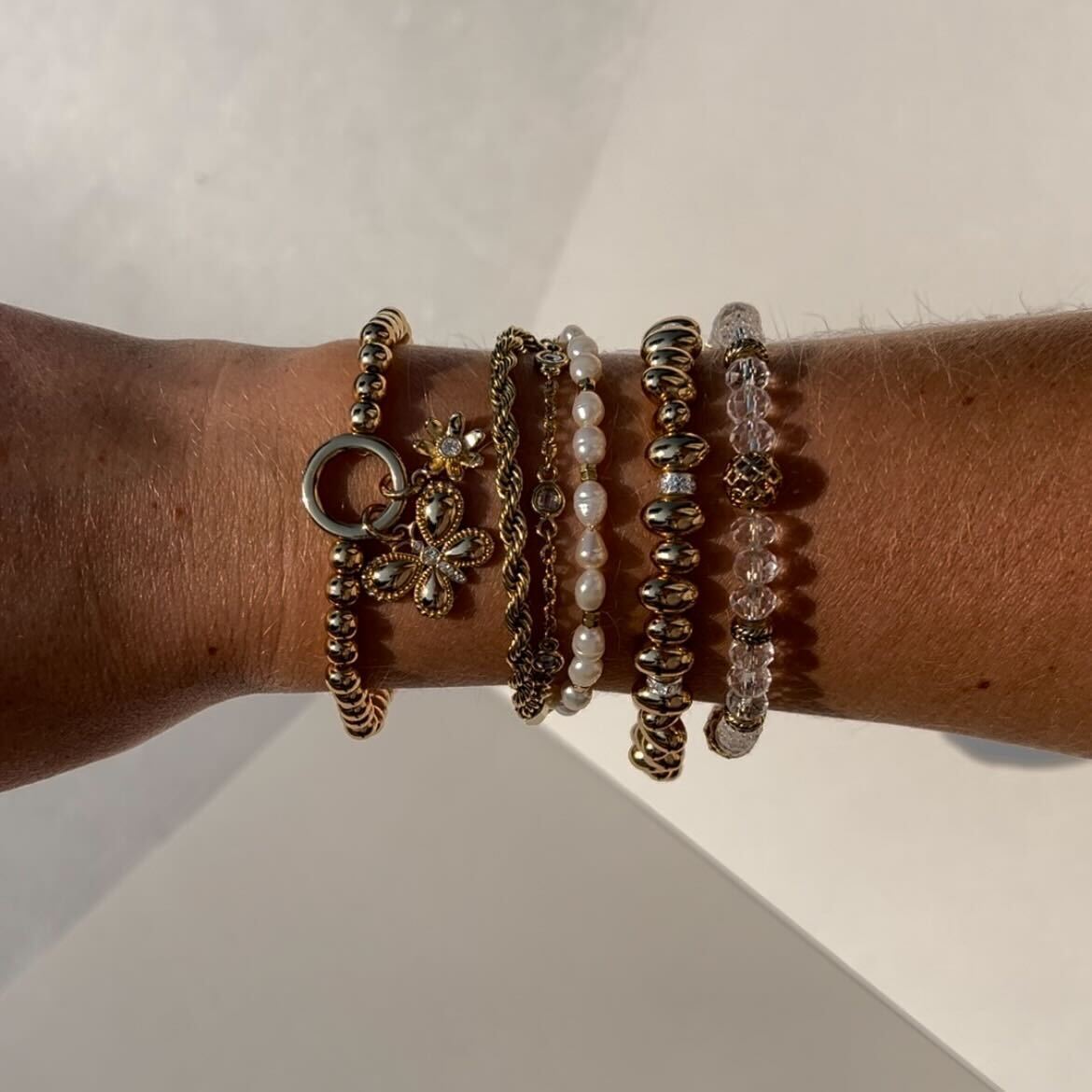 Puffy Butterfly Stretch Bracelet Gold | Alex and Ani