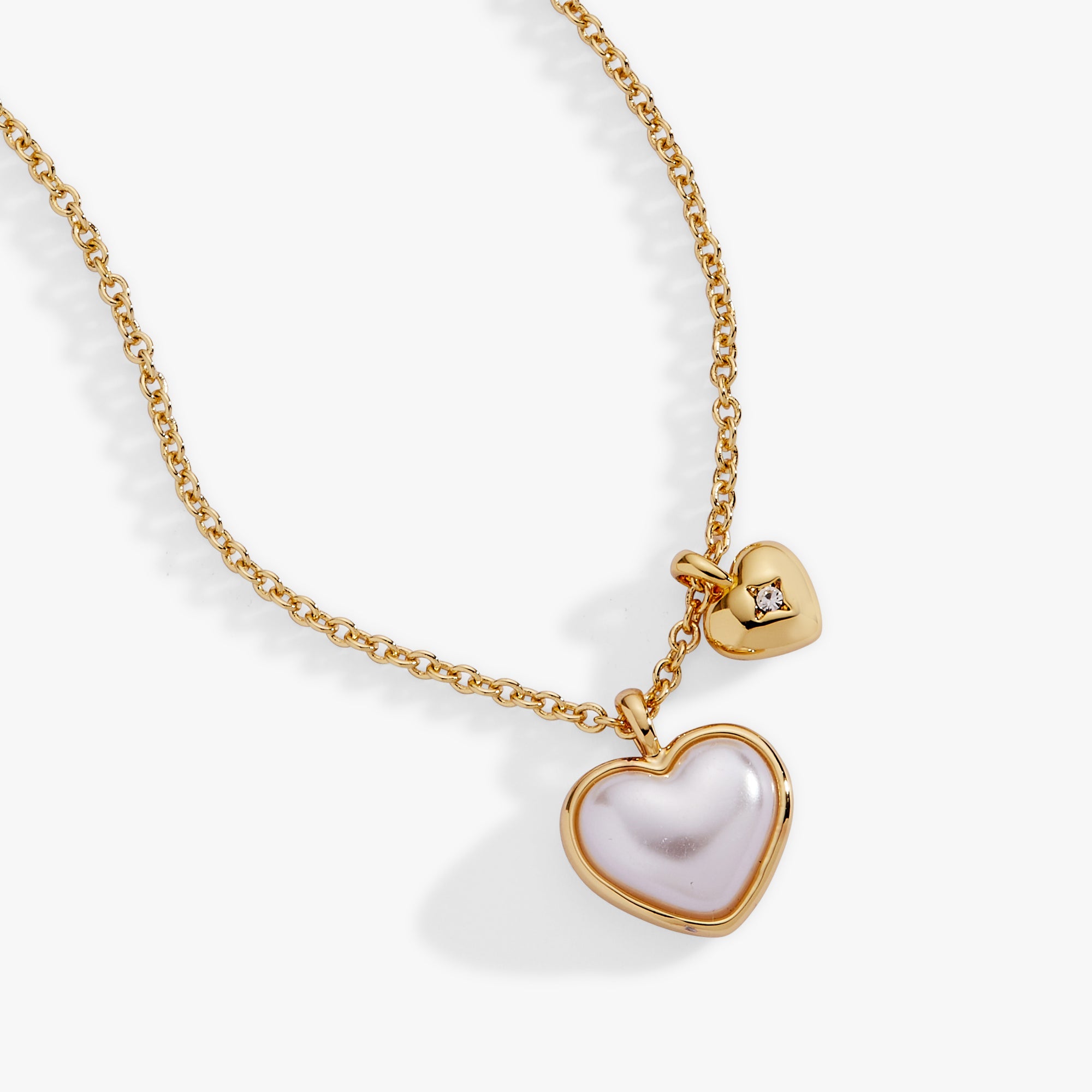 Pearl Heart Duo Charm Necklace Gold | Alex and Ani