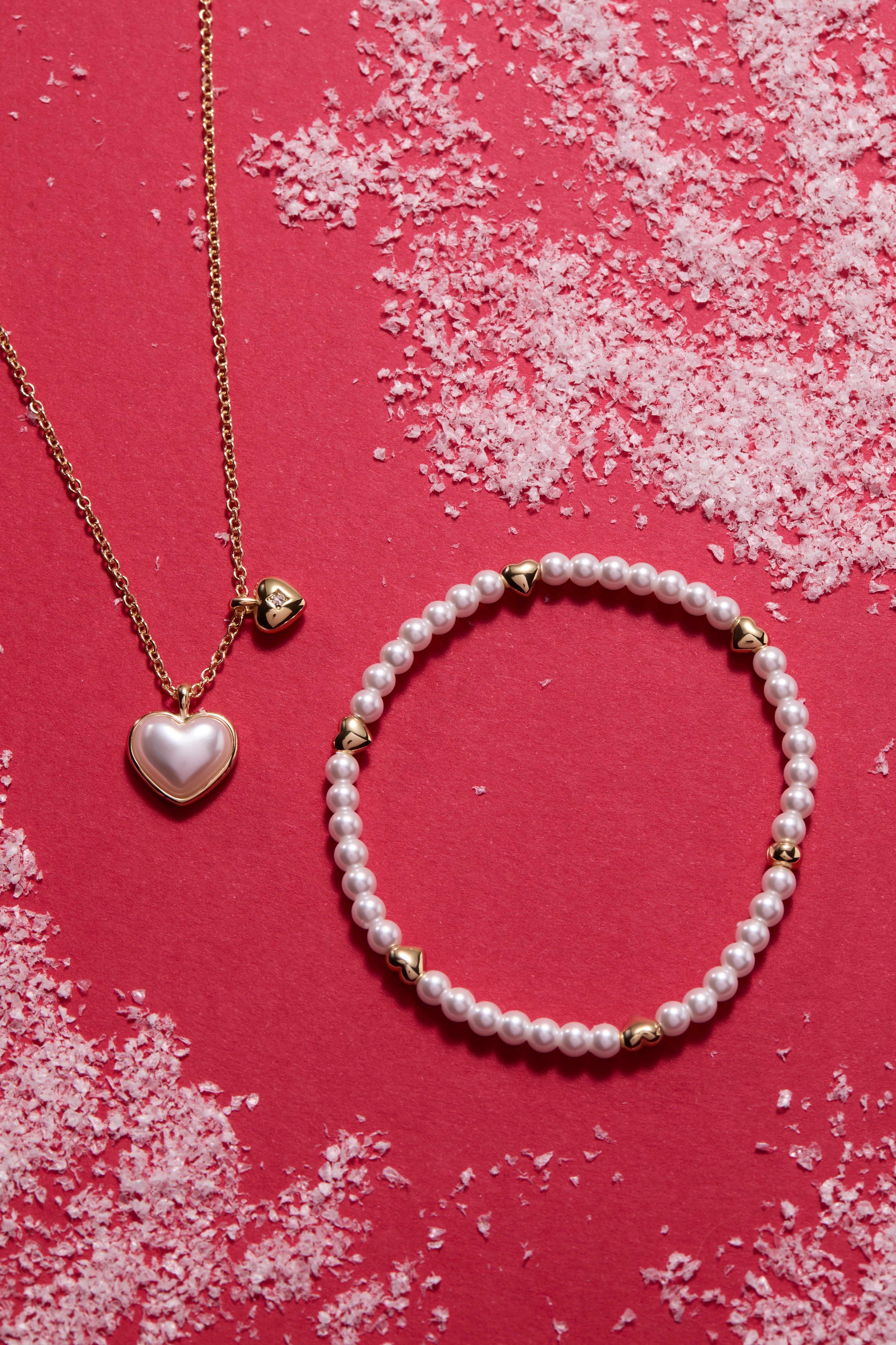 Pearl Heart Duo Charm Necklace Gold | Alex and Ani