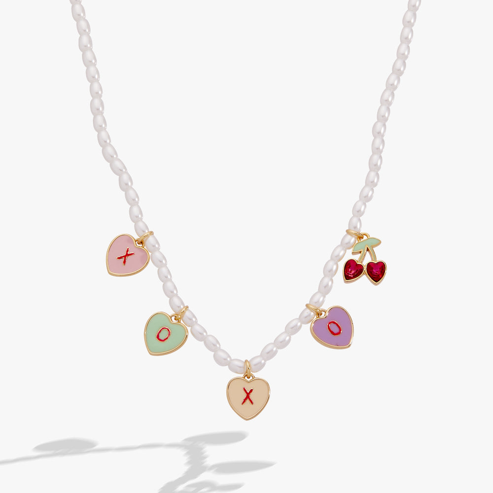 Sweethearts® Pearl ‘XOXO’ Charm Necklace Gold | Alex and Ani