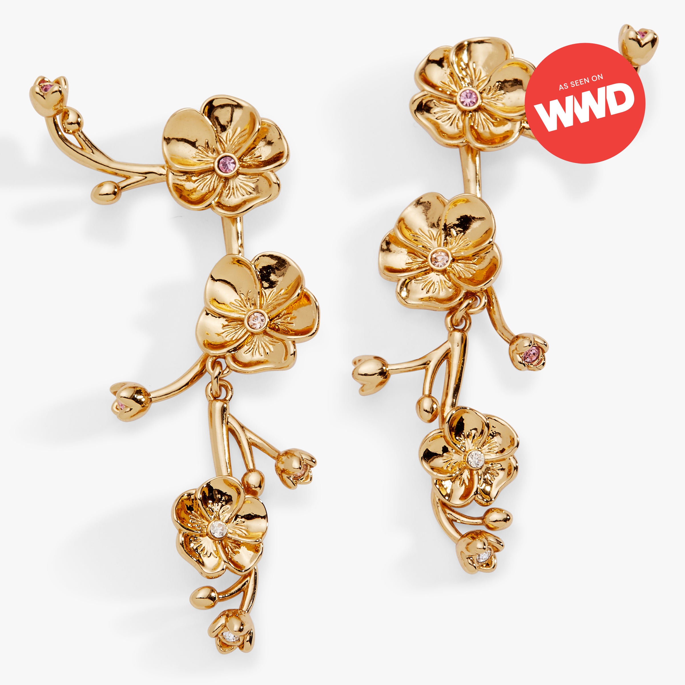 New York Botanical Garden Pansies Statement Earrings Gold | Alex and Ani