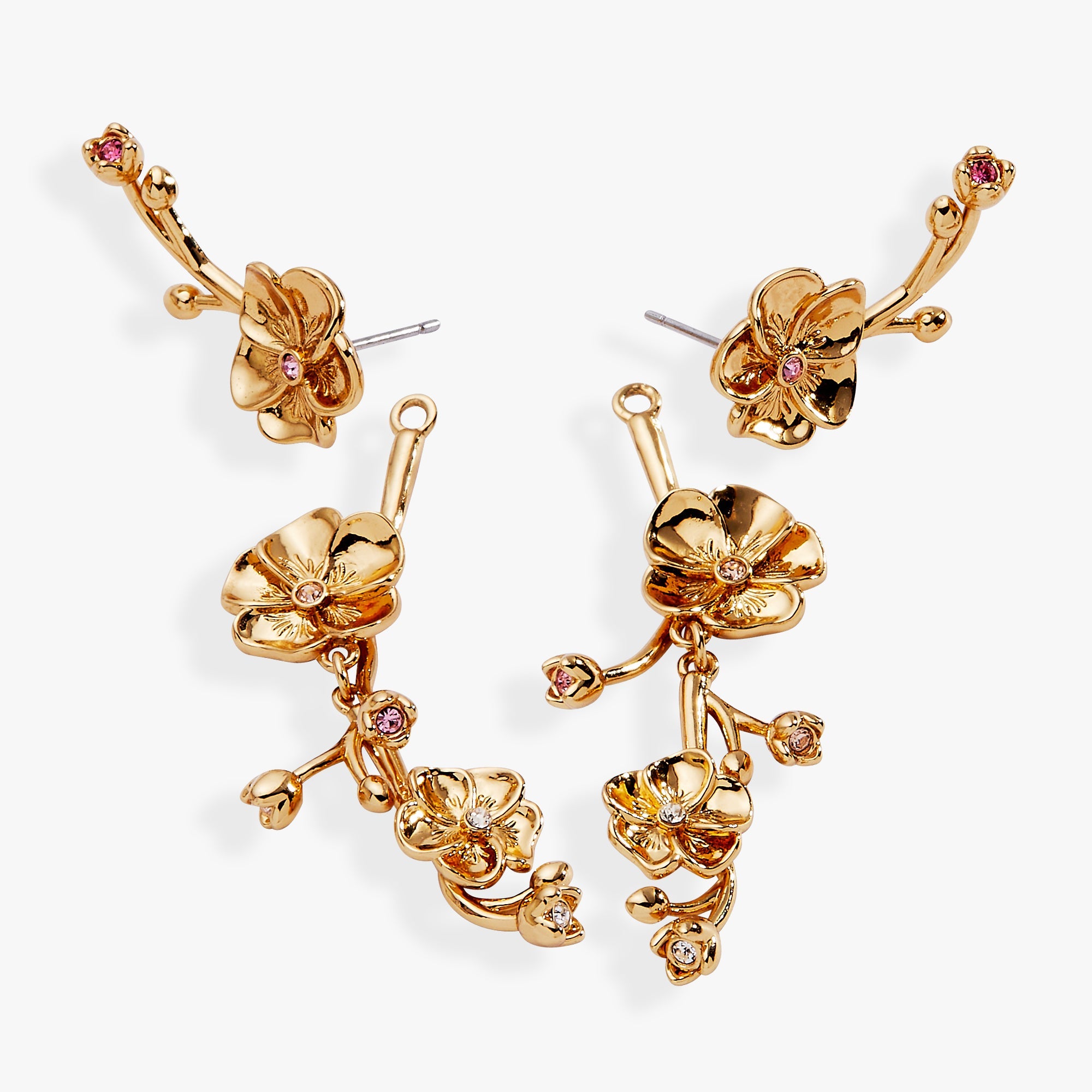New York Botanical Garden Pansies Statement Earrings Gold | Alex and Ani