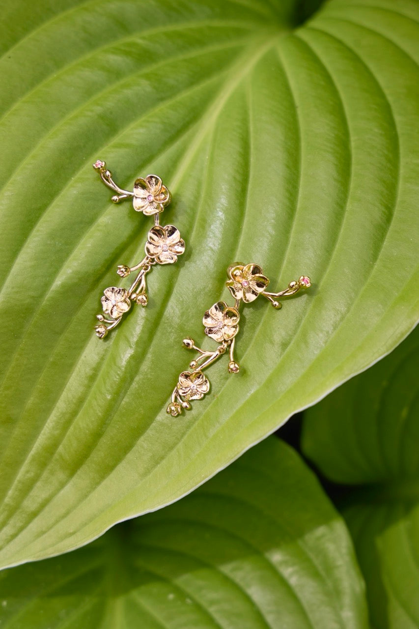 New York Botanical Garden Pansies Statement Earrings Gold | Alex and Ani