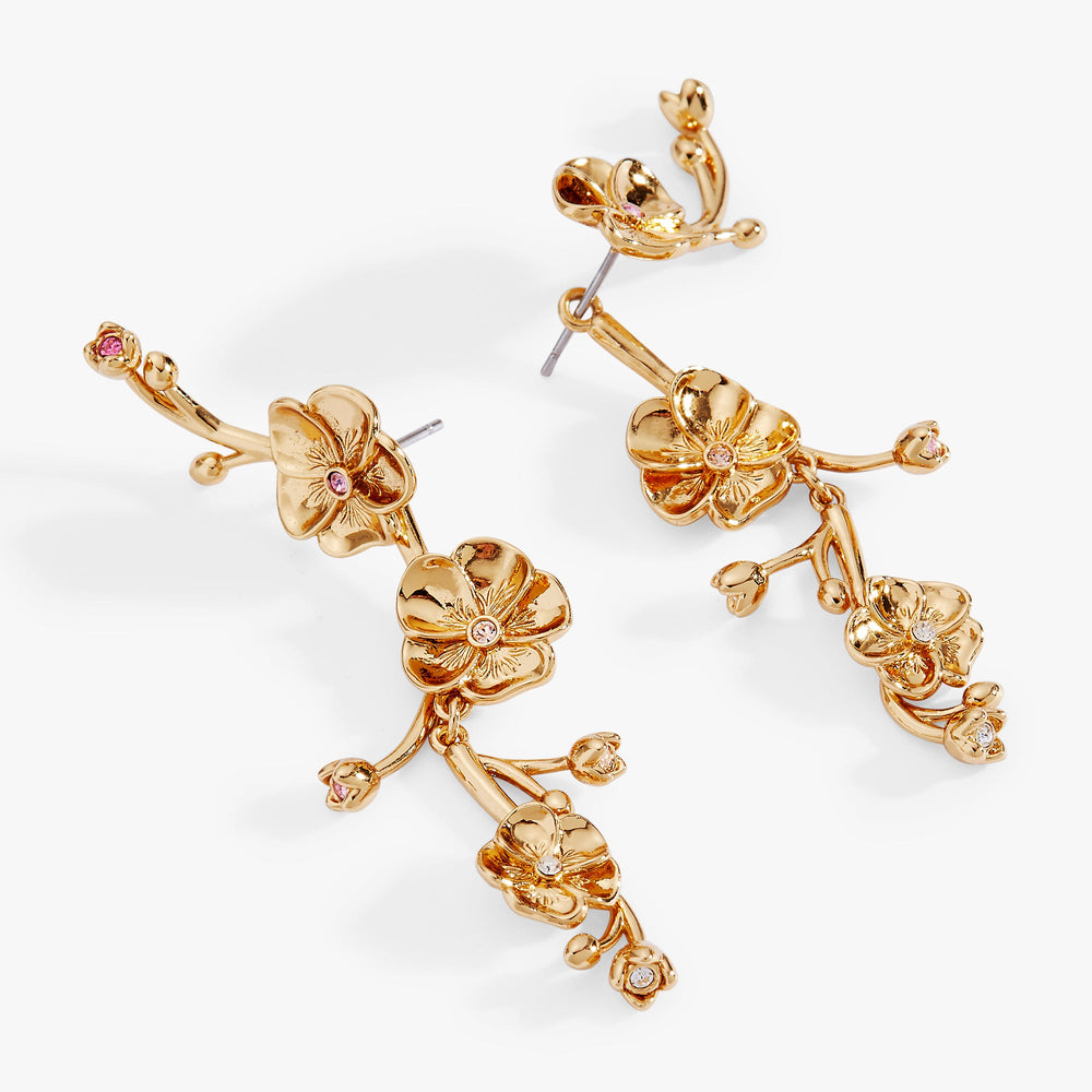 New York Botanical Garden Pansies Statement Earrings Gold | Alex and Ani