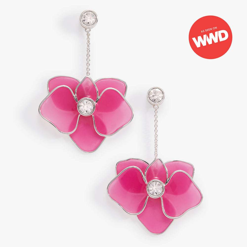 New York Botanical Garden Orchid Statement Earrings Silver | Alex and Ani
