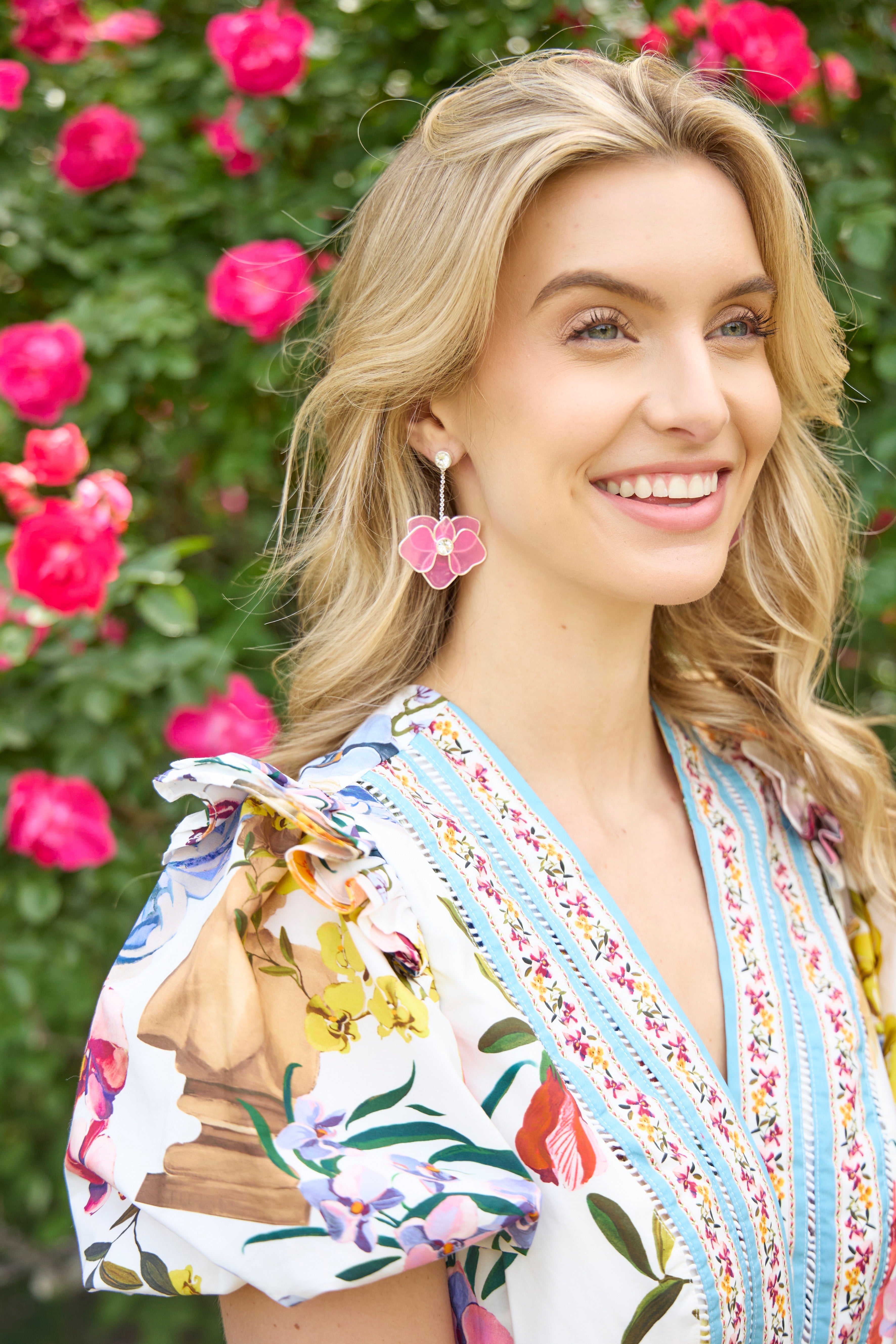 New York Botanical Garden Orchid Statement Earrings Silver | Alex and Ani