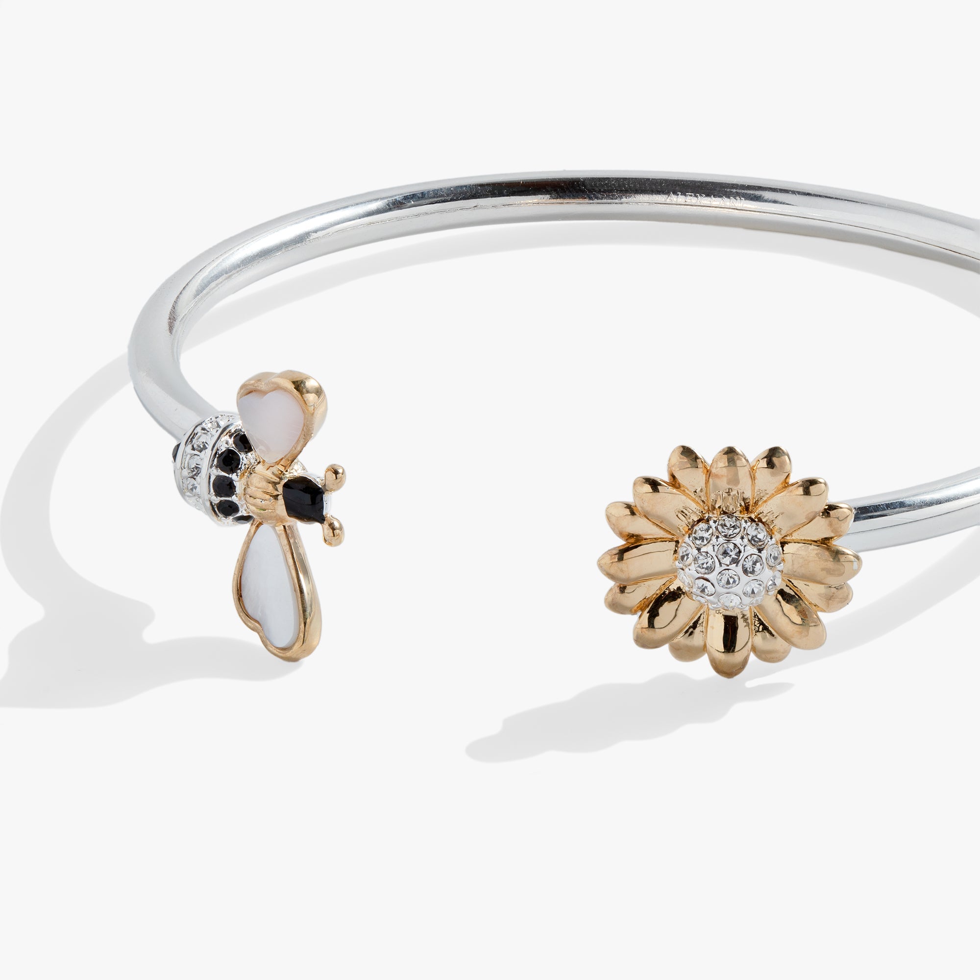 Sunflower & Bee Flex Cuff Alex and Ani Two Tone | Alex and Ani