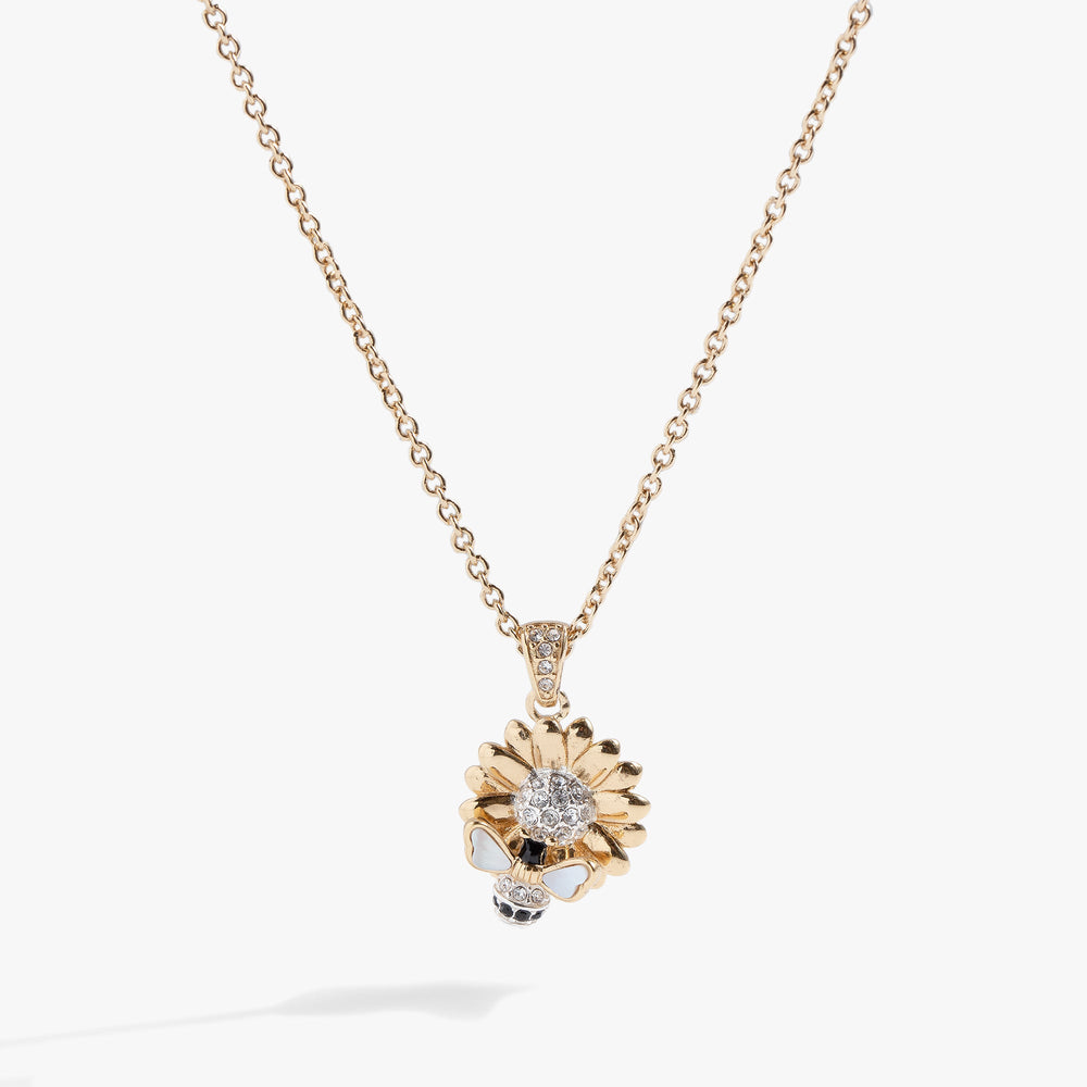 Sunflower & Bee Pendant Two Tone | Alex and Ani