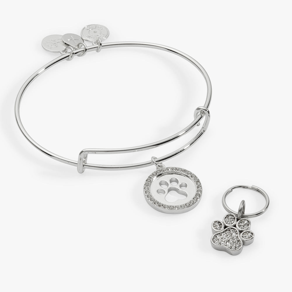 Paw Print Bangle & Charm, Set of 2 Silver | Alex and Ani