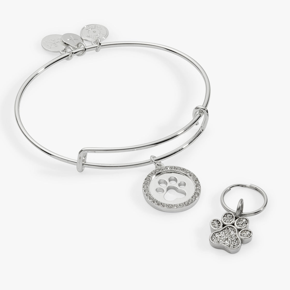 Paw Print Bangle & Charm, Set of 2 Silver | Alex and Ani