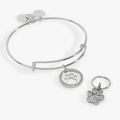 Paw Print Bangle & Charm, Set of 2 Silver | Alex and Ani