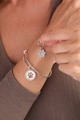 Paw Print Bangle & Charm, Set of 2 Silver | Alex and Ani